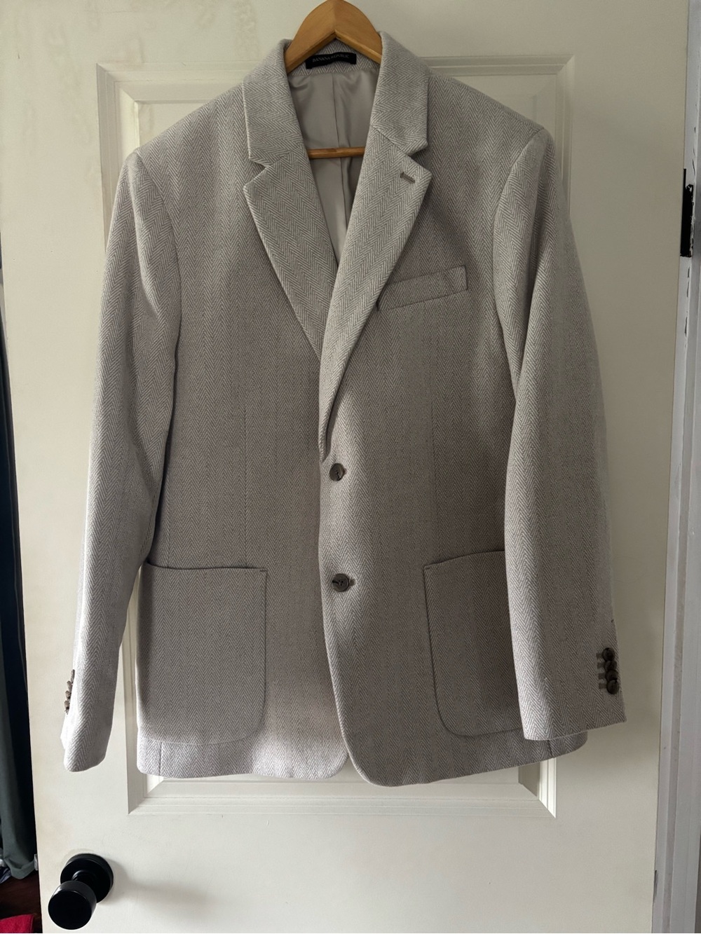 Banana Republic Light Gray Herringbone Tweed Sport Coat Blazer